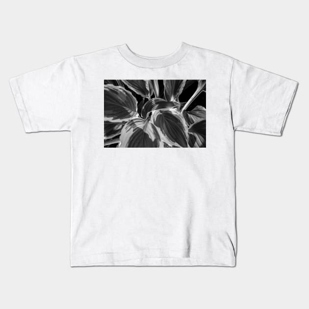 Hosta Leaves In The Rain 9 Kids T-Shirt by Robert Alsop